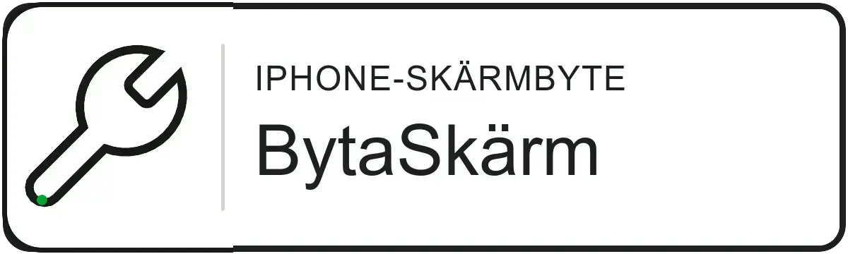 BytaSkärm logotyp med skiftnyckel och iPhone-skärmbyte